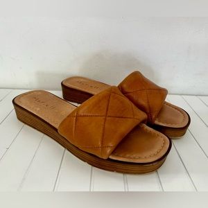 Mariella Italian Quilted Tan Leather Slides